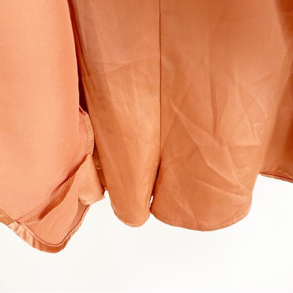 LE LIS No Flaws Here Asymmetrical Hem Romper in Rust Size Medium - Picture 5 of 7